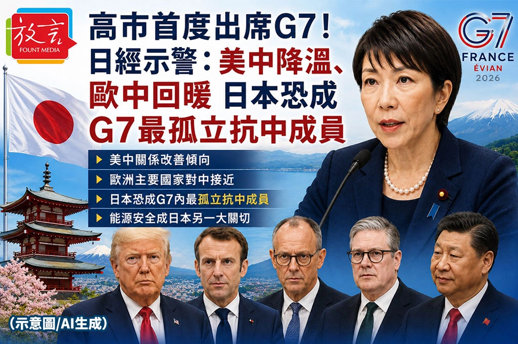 高市首度出席G7！日經示警：美中降溫、歐中回暖　日本恐成G7最孤立抗中成員