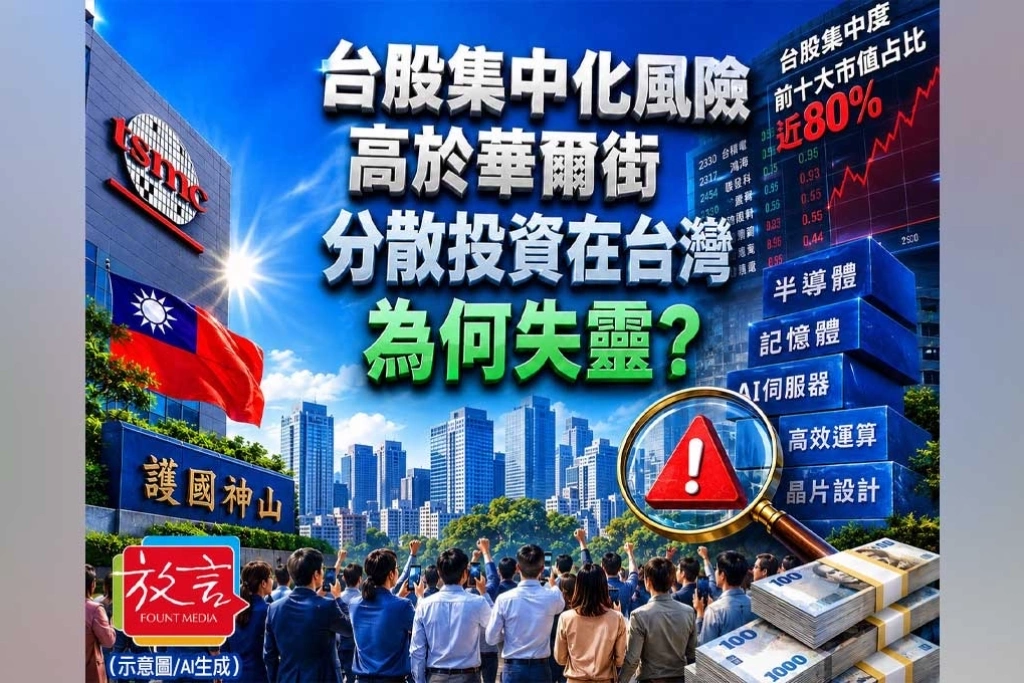 前十大市值占比近八成！台股集中化風險竟高於華爾街，分散投資的教科書為何在台灣失靈？