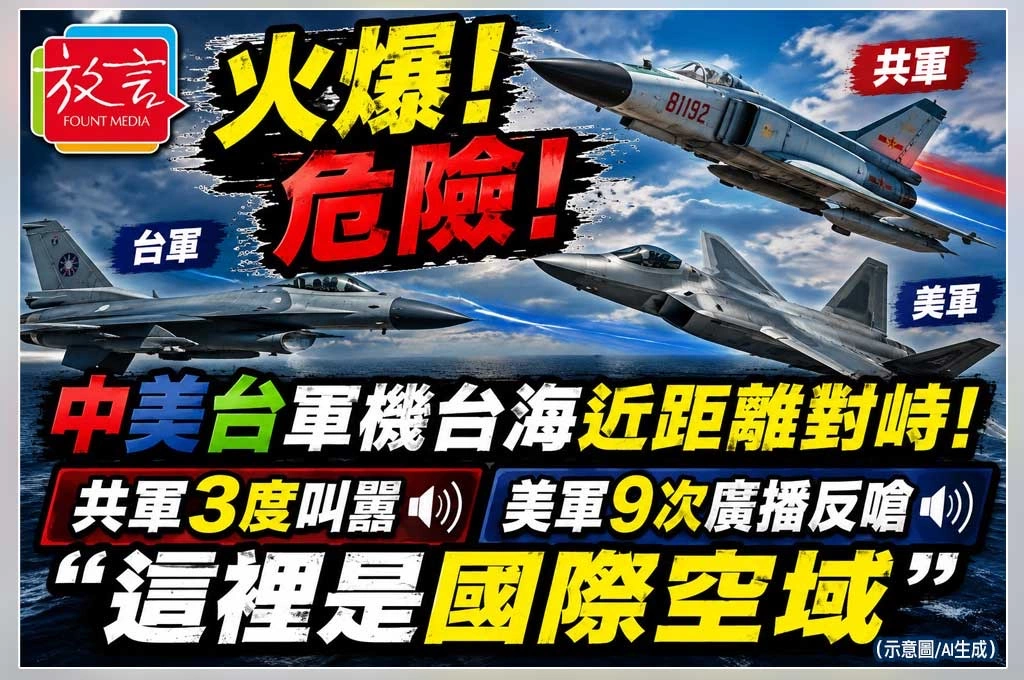 火爆!危險!中美台軍機台海近距離對峙!共軍3度叫囂 美軍9次廣播反嗆「這裡是國際空域」