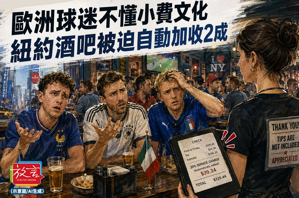 《放．新聞／世足花絮》歐洲球迷不懂小費文化　紐約酒吧被迫自動加收2成
