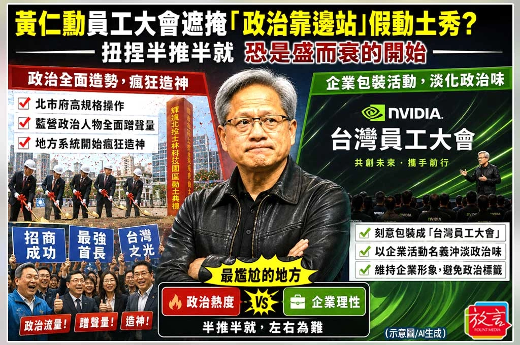 《放．分析》黃仁勳員工大會遮掩「政治靠邊站」假動土秀？扭捏半推半就　恐是盛而衰的開始