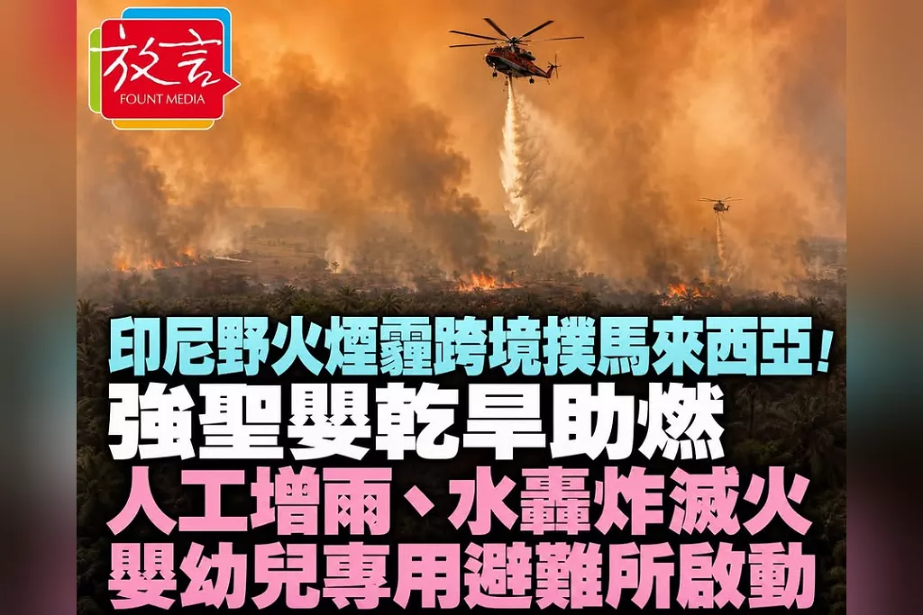 印尼野火煙霾跨境撲馬來西亞！強聖嬰乾旱助燃　人工增雨、水轟炸滅火　嬰幼兒專用避難所啟動