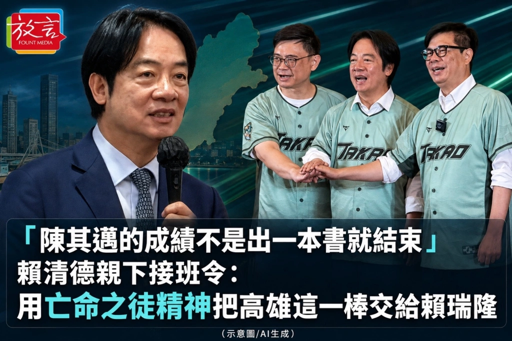 「陳其邁的成績不是出一本書就結束」賴清德親下接班令:用亡命之徒精神把高雄這一棒交給賴瑞隆