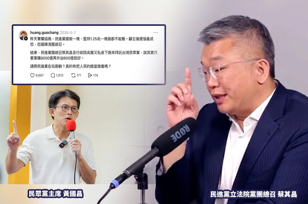 黃國昌爆「8000億加N」?蔡其昌反擊斷章取義:我拜託藍白每個人都一樣「只有他Po文」