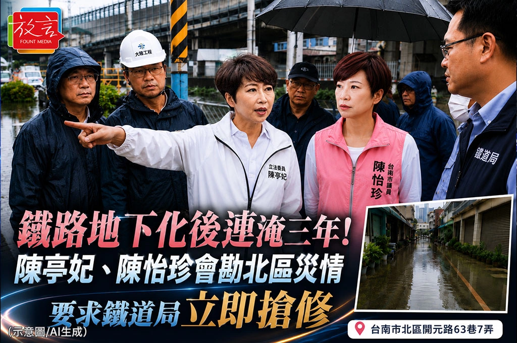 鐵路地下化後連淹三年！陳亭妃、陳怡珍會勘北區災情　要求鐵道局立即搶修