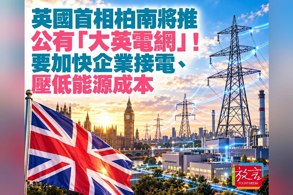 英國首相柏南將推公有「大英電網」!要加快企業接電、壓低能源成本