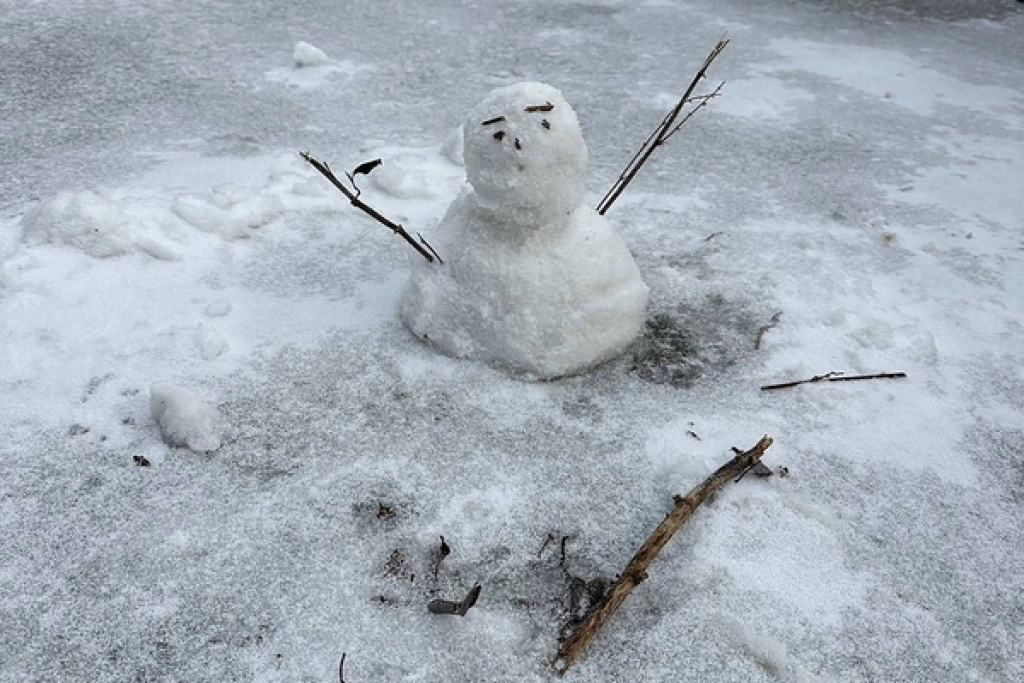 合歡山降冰霰成銀白世界　遊客開心堆雪人