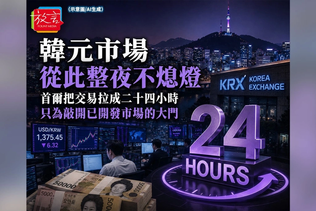 《放. 新聞》韓元市場從此整夜不熄燈　首爾把交易拉成24小時，只為敲開已開發市場的大門