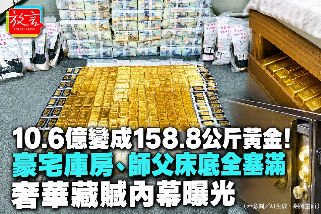 10.6億變成158.8公斤黃金！豪宅庫房、師父床底全塞滿　奢華藏贓內幕曝光
