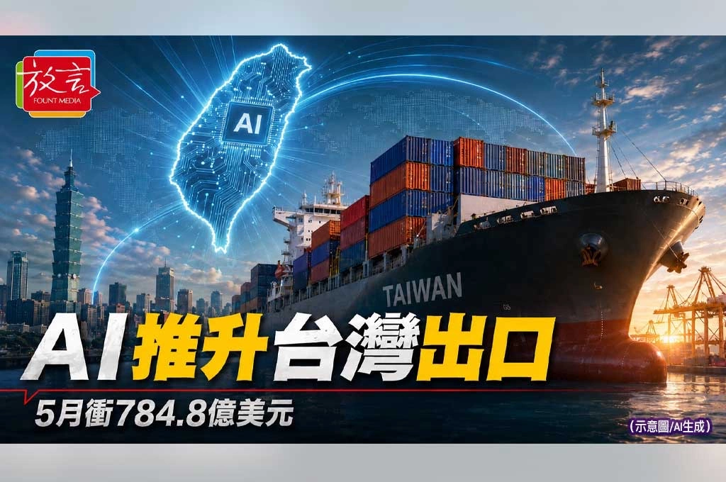 AI把台灣出口推上新高度！5月出口784.8億美元創單月次高　電子零組件改寫紀錄