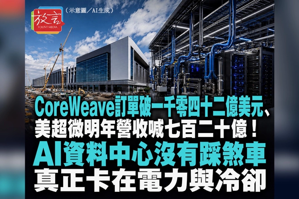 CoreWeave訂單破1042億美元、美超微明年營收喊720億！AI資料中心沒有踩煞車　真正卡在電力與冷卻