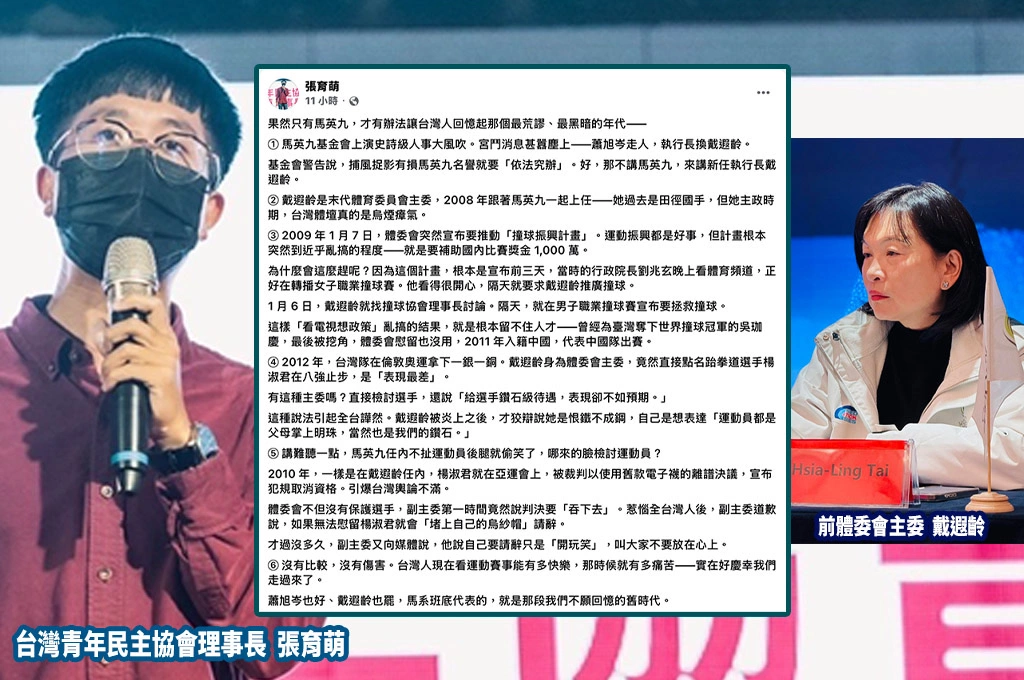 戴遐齡接馬辦執行長…張育萌回顧「體委會爭議事蹟」：讓人想起最荒謬黑暗的年代