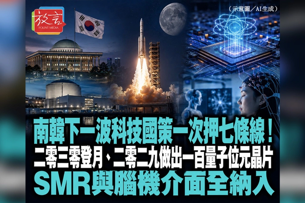 南韓下一波科技國策一次押7條線！2030登月、2029做出100量子位元晶片　SMR與腦機介面全納入