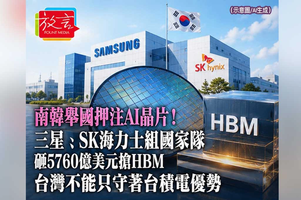 南韓舉國押注AI晶片！三星、SK海力士組國家隊砸5760億美元搶HBM　台灣不能只守著台積電優勢