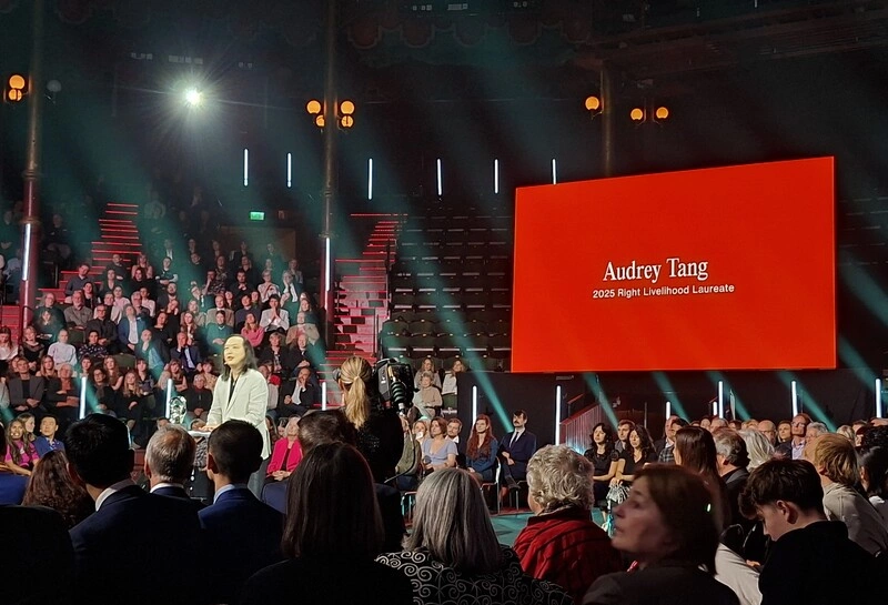 瑞典另類諾貝爾獎  唐鳳得獎感言獲滿堂喝采