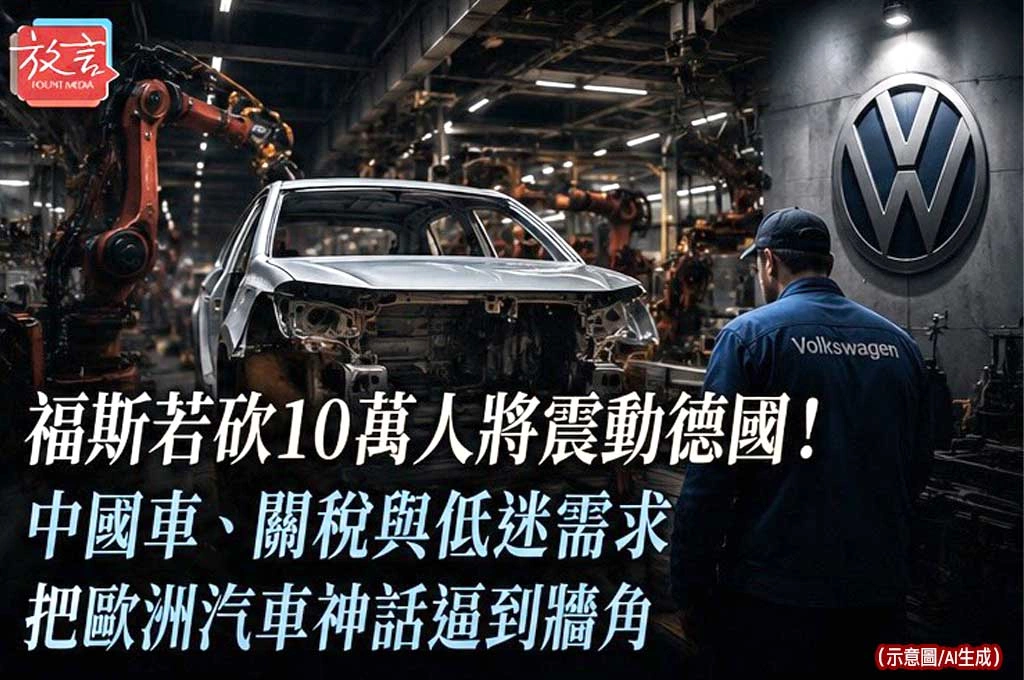 福斯若砍10萬人將震動德國！中國車、關稅與低迷需求，把歐洲汽車神話逼到牆角