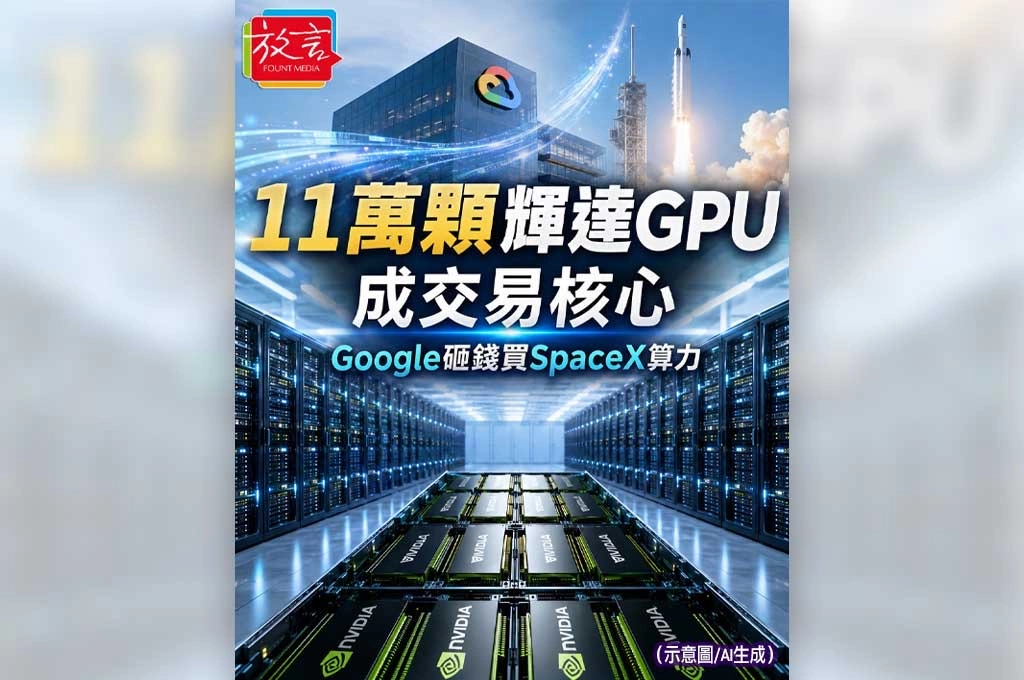 Google每月砸9.2億美元買SpaceX AI算力！關鍵是11萬顆輝達GPU　馬斯克把太空公司推成AI基建巨獸