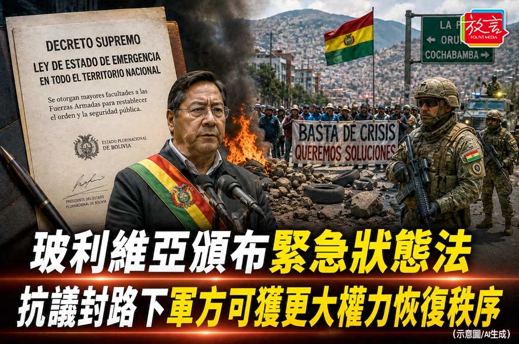 《放. 新聞/世界新聞/南美洲》玻利維亞頒布緊急狀態法　抗議封路下軍方可獲更大權力恢復秩序