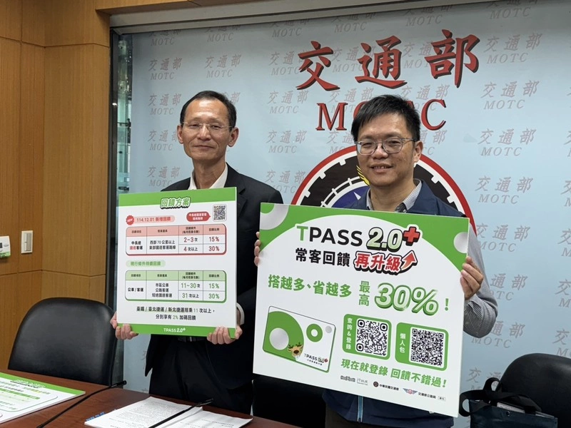 公路局：TPASS 2.0+優惠12月上路