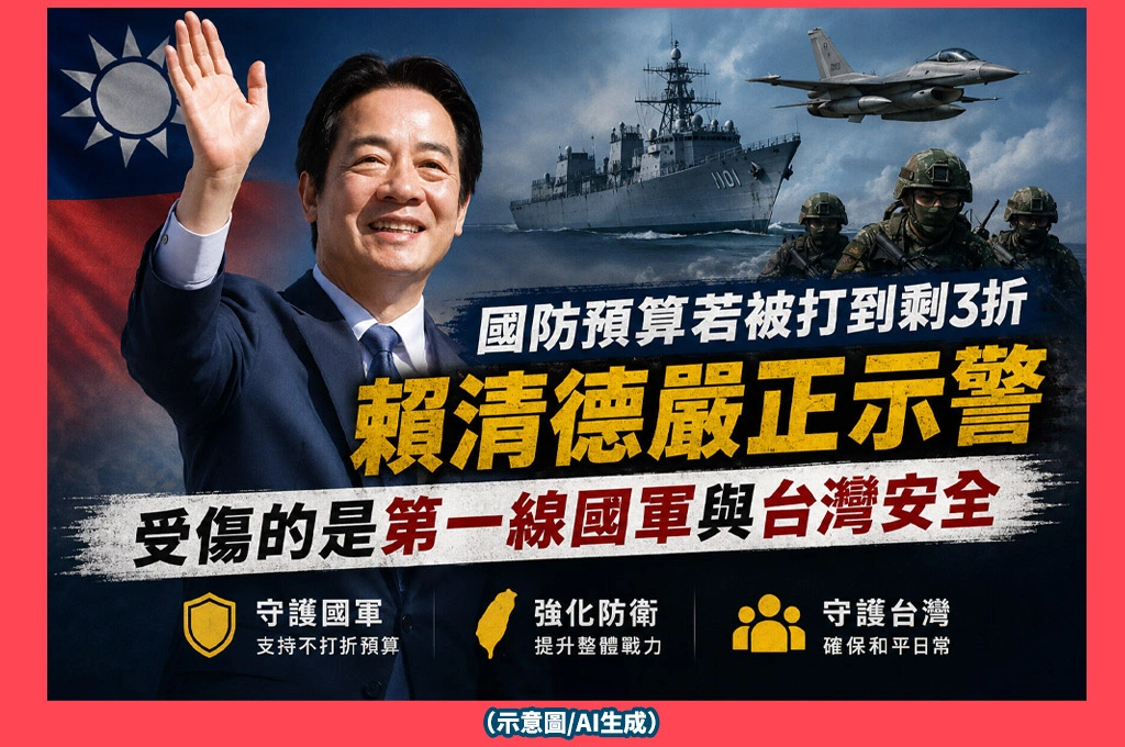 國防預算若被打到剩3折　賴清德重警告：受傷的是第一線國軍與台灣安全