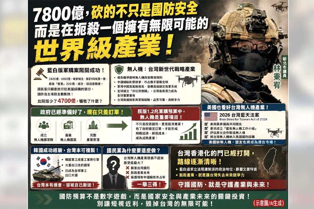 藍白版軍購案闖關成功！林秉宥憂「台灣好日子可能到頭」：香港化路線已逐漸清晰