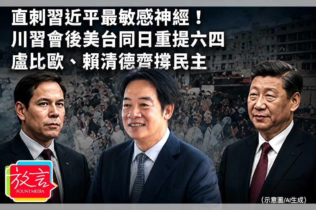 《放. 新聞／世界要聞／中國》直刺習近平最敏感神經！川習會後美台同日重提六四　盧比歐、賴清德齊撐民主