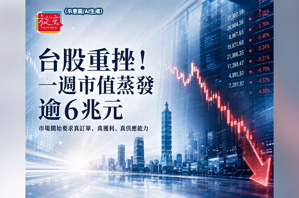 台股重挫一千六百八十三點！一週市值蒸發逾六兆　AI行情開始考驗真訂單