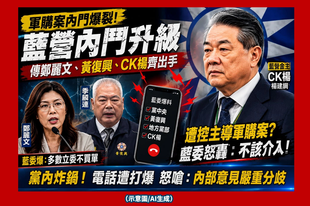 國民黨軍購案內鬨全面炸裂？傳鄭麗文、黃復興、CK楊齊出手　藍委電話被打爆