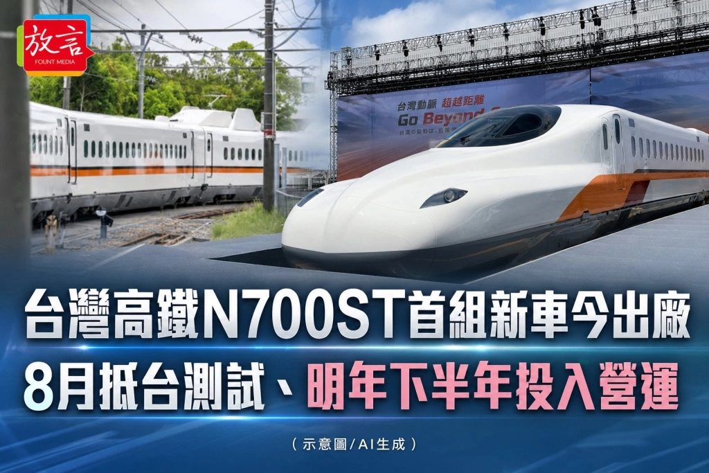 台灣高鐵N700ST首組新車今出廠　8月抵台測試、明年下半年投入營運