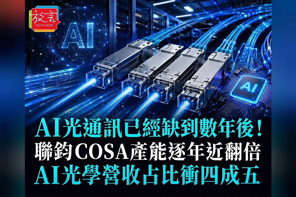 AI光通訊已經「缺」到數年後！聯鈞COSA產能逐年近翻倍　ELSFP進試產、AI光學營收占比衝45.5％