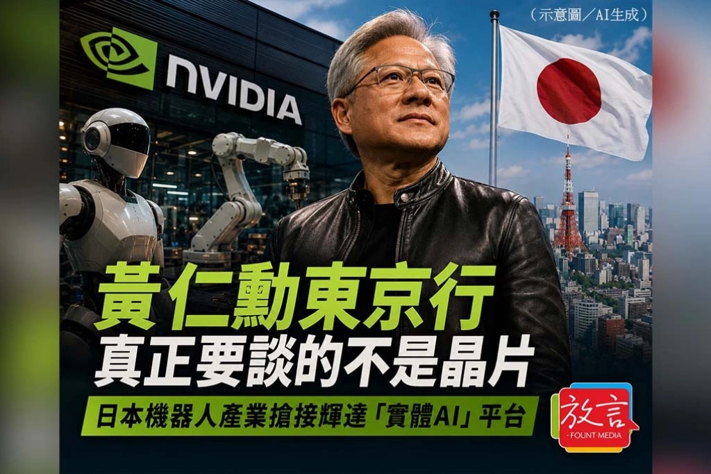 《放．新聞／世界要聞》黃仁勳東京行真正要談的不是晶片　日本機器人產業搶接輝達「實體AI」平台