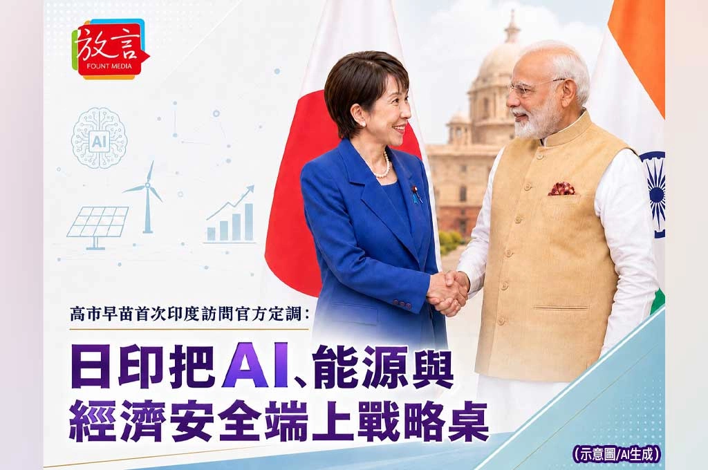 高市早苗首次印度訪問官方定調：日印把AI、能源與經濟安全端上戰略桌