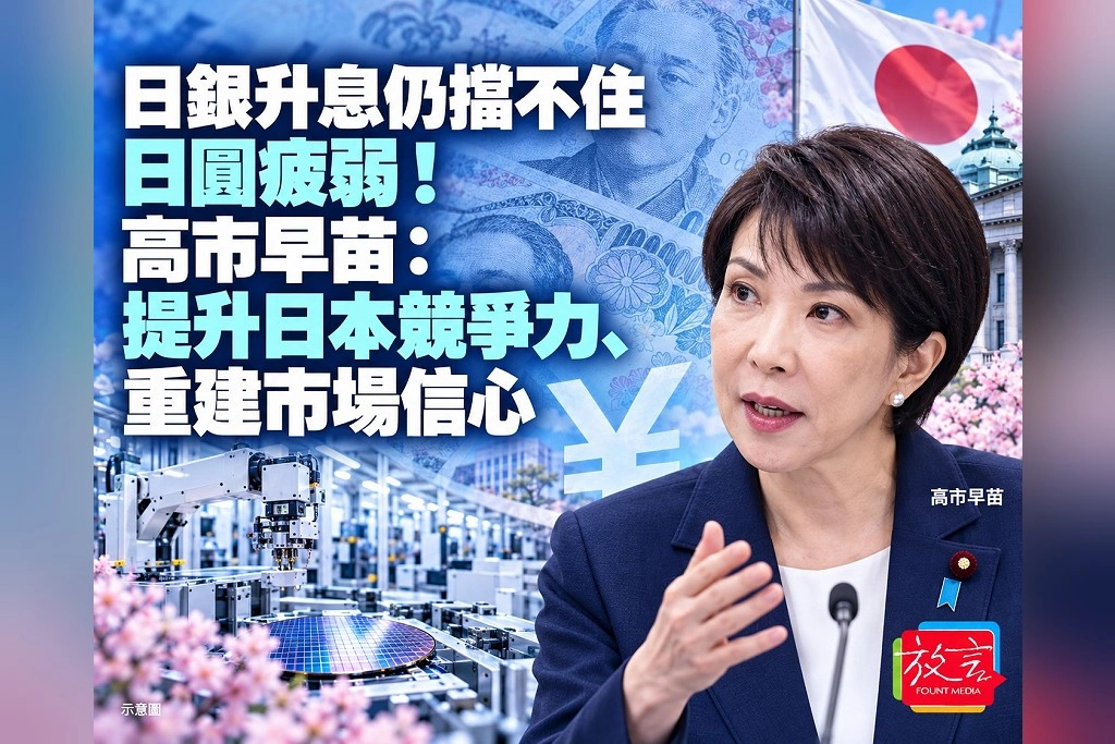日銀升息仍擋不住日圓疲弱!高市早苗:提升日本競爭力、重建市場信心