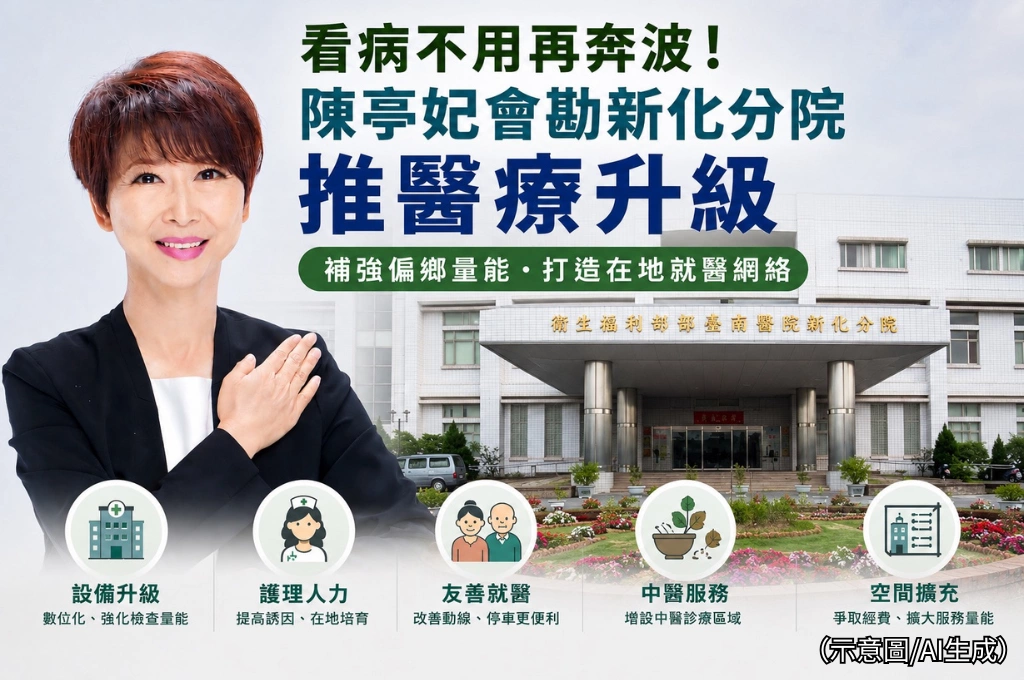 偏鄉看病不用再苦等奔波！陳亭妃推動新化分院升級　強化山線醫療量能