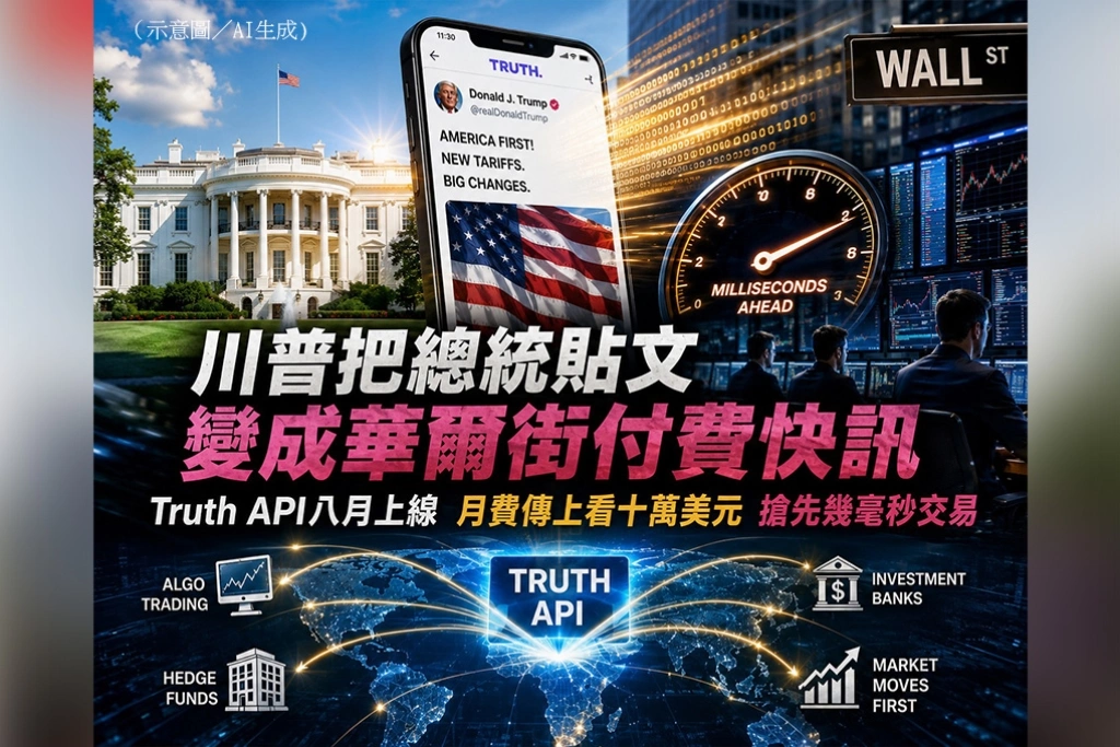 川普把總統貼文變成華爾街付費快訊 Truth API八月上線 月費傳上看十萬美元、搶先幾毫秒交易