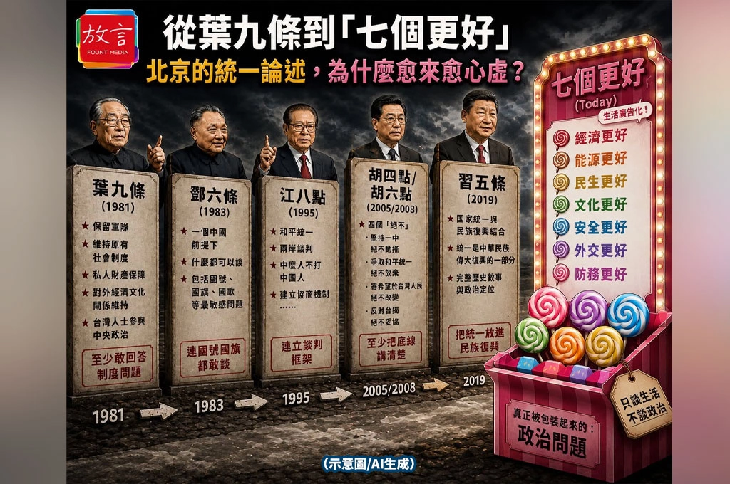 從葉九條到「七個更好」　北京的統一論述，為什麼愈來愈心虛？