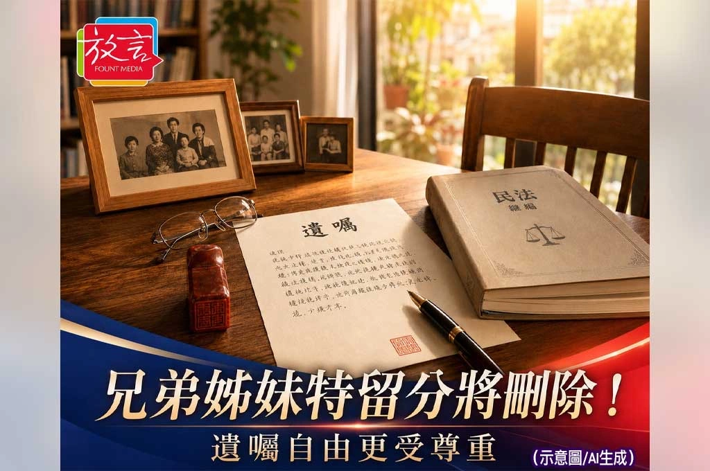 兄弟姊妹特留分將刪除！法務部修民法順應現代家庭變化　單身、無子女者遺囑自由更受保障