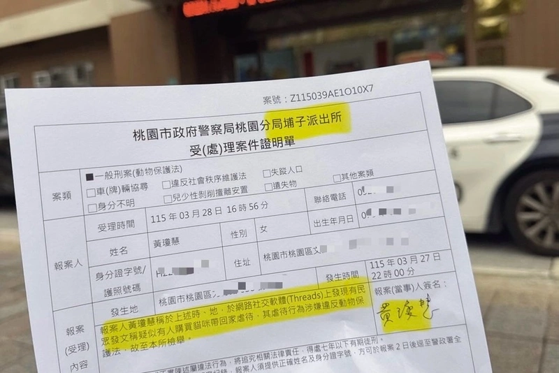桃園男疑虐貓遭肉搜報警　動保處將依法裁處