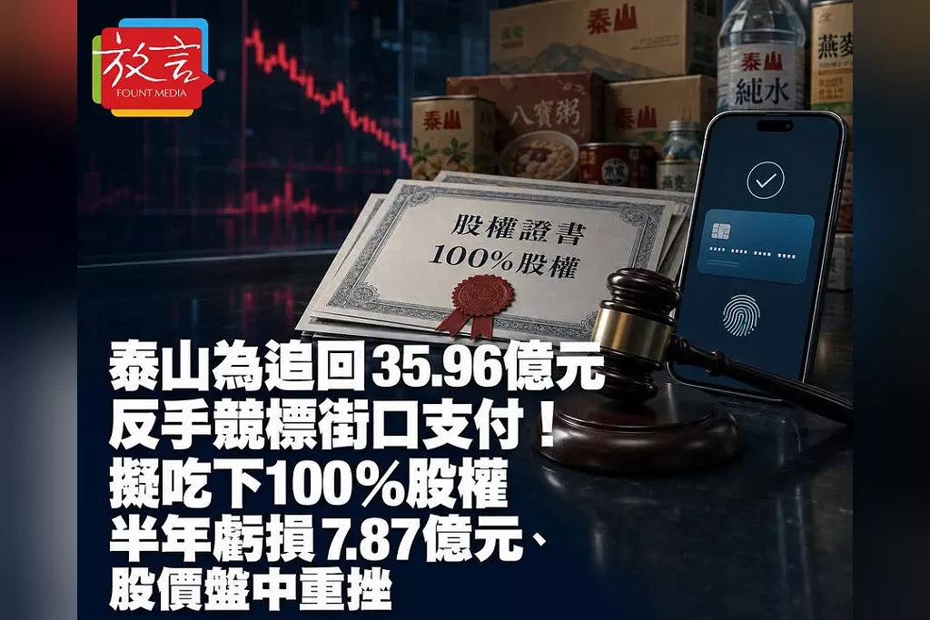 泰山為追回35.96億元反手競標街口支付！擬吃下100％股權　半年虧損7.87億元、股價盤中重挫