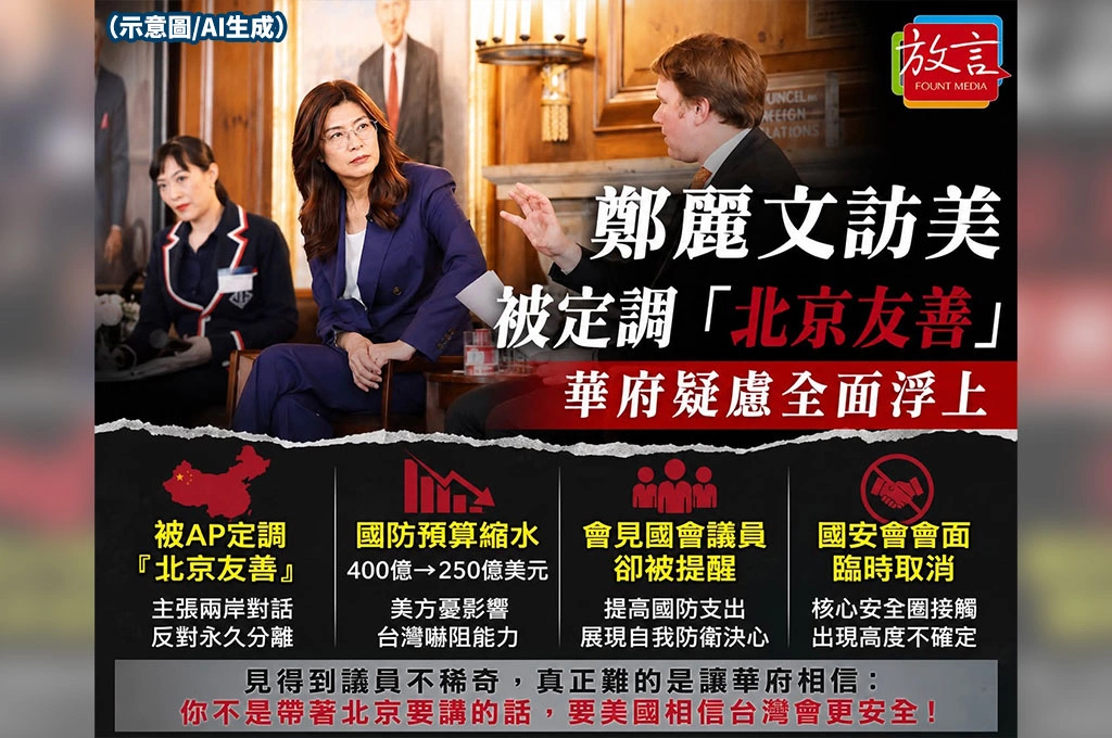 鄭麗文訪美被 AP 定調「北京友善」！從國防預算縮水到北京論述　華府疑慮全面浮上
