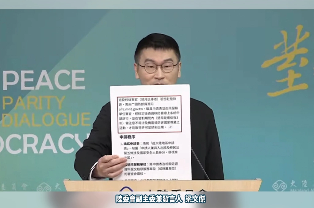 藍營黨團控退役校級軍官赴中有許可制...梁文傑闢謠「根本沒這回事」：要去就去，僅禁止參加中共慶典儀式活動