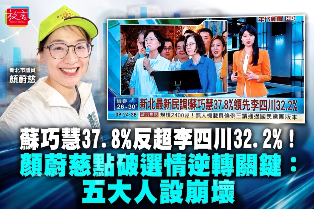 蘇巧慧37.8%反超李四川32.2%！顏蔚慈點破選情逆轉關鍵：五大人設崩壞