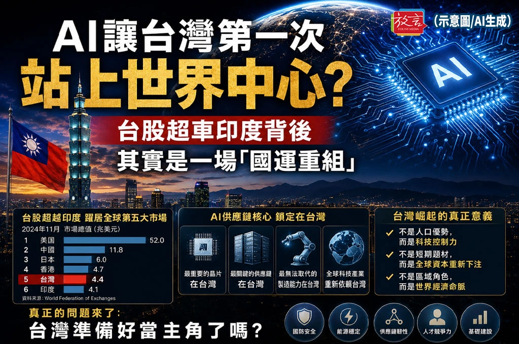 《放．專題》AI讓台灣第一次站上世界中心？台股超車印度背後　其實是一場「國運重組」