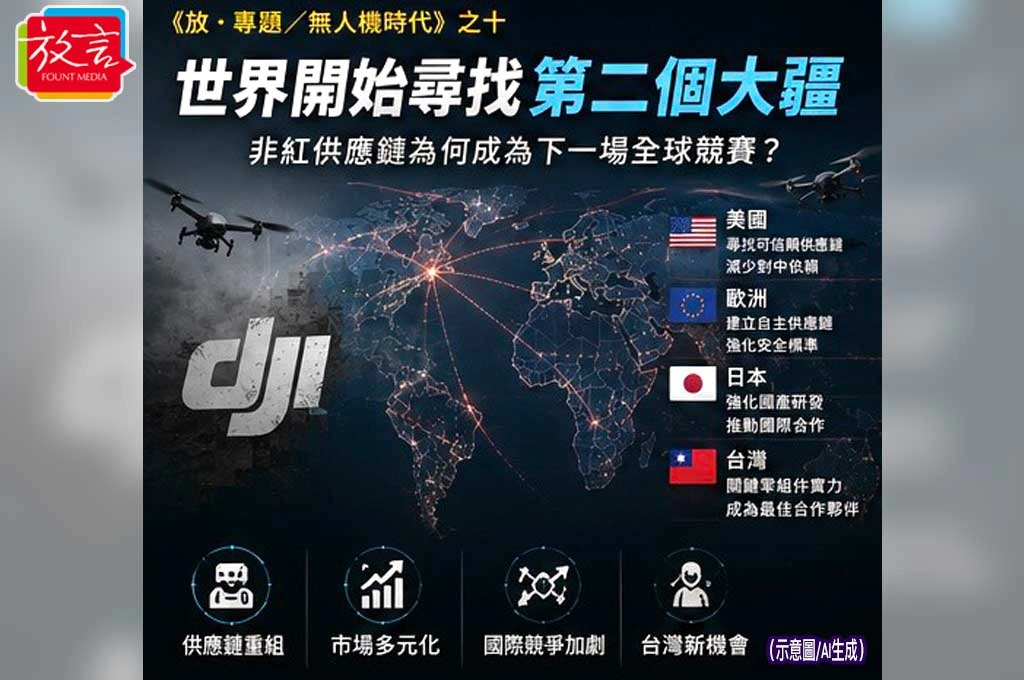 《放．專題／無人機時代》之十 世界開始尋找第二個大疆 非紅供應鏈為何成為下一場全球競賽？ 