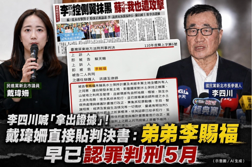 李四川喊「拿出證據」！戴瑋姍直接貼判決書：弟弟李賜福早已認罪判刑5月