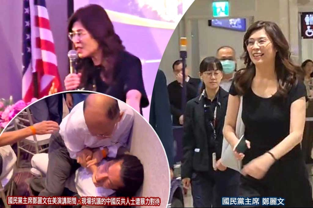 鄭麗文訪美爭議纏身返台，演講現場提問者遭鎖喉圍毆