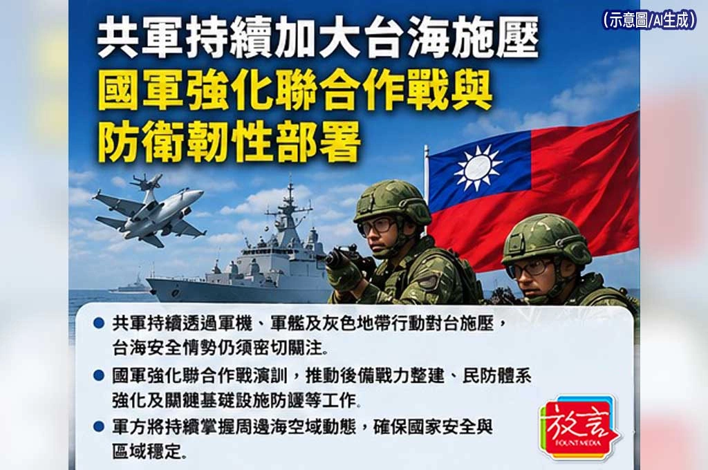 《放. 新聞／台灣要聞／青年日報》共軍持續加大台海施壓　國軍強化聯合作戰與防衛韌性部署