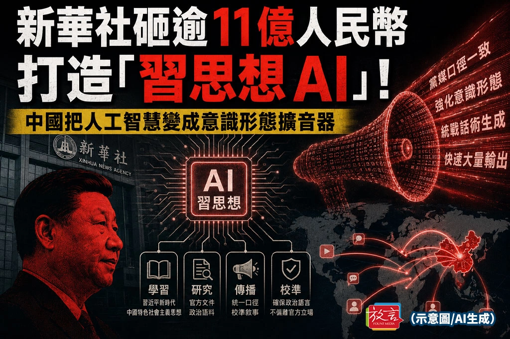 新華社砸逾11億人民幣打造「習思想AI」！中國把人工智慧變成意識形態擴音器