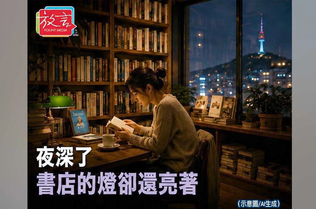 夜深了　書店的燈卻還亮著