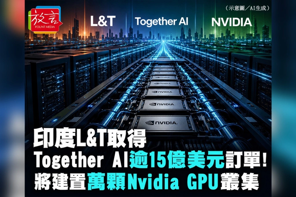 印度L&T取得最高15.7億美元AI資料中心訂單！Together AI採購萬顆輝達B300　打造印度最大單一GPU叢集